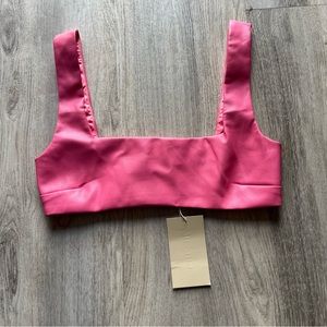 Meshki Mahla Faux Leather Square Neck Crop Top